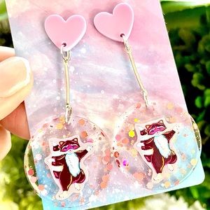 Lisa Frank Raccoon Acrylic Sticker Earrings
